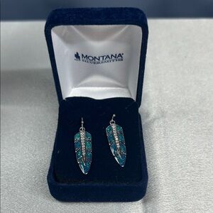 Montana Silversmiths Women's Hawk Feather Opal Earrings